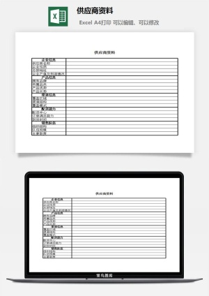 供应商资料excel模板预览图