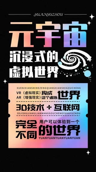 年终总结年度关键词元宇宙手机海报