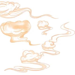 中国风国潮祥云插画手绘云彩图案海报云层装饰背景PSD设计素材