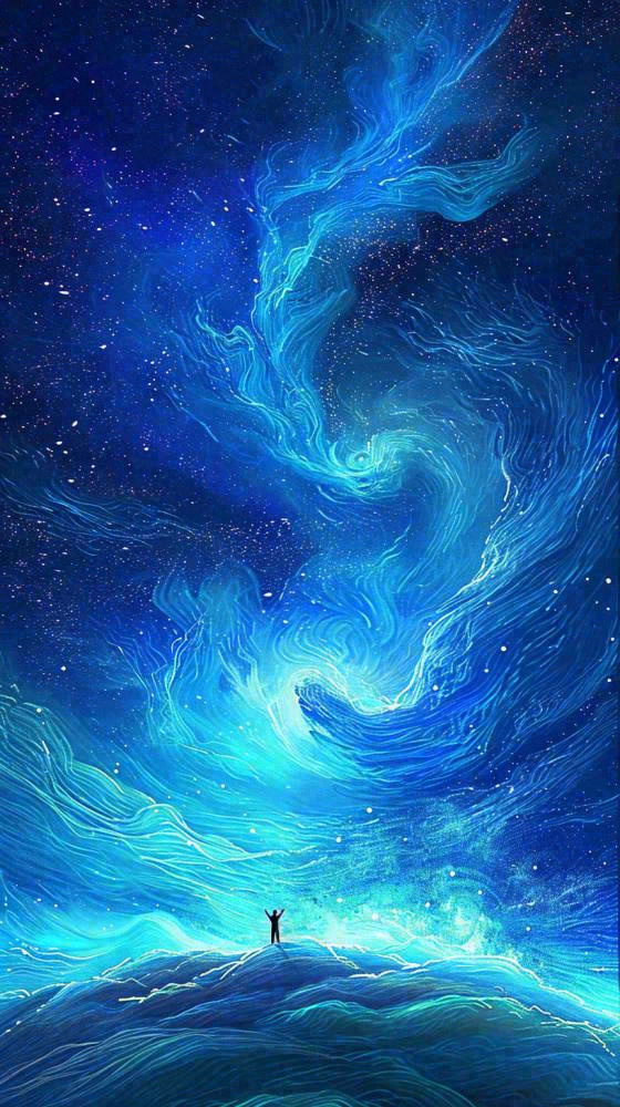 夜晚天空科幻绚丽星空(816x1456)