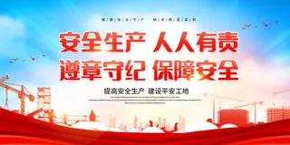 红色安全生产人人有责安全生产月展板