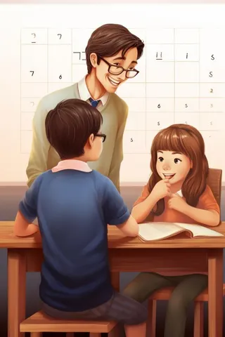 上课老师学生扁平插画背景