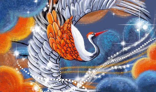 国潮风仙鹤喜鹊凤凰手绘插画 国潮风仙鹤喜鹊凤凰手绘插画