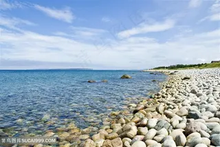 高清海边鹅卵石风景图片