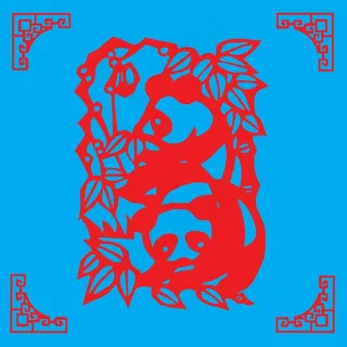 熊猫剪纸 剪纸风元素