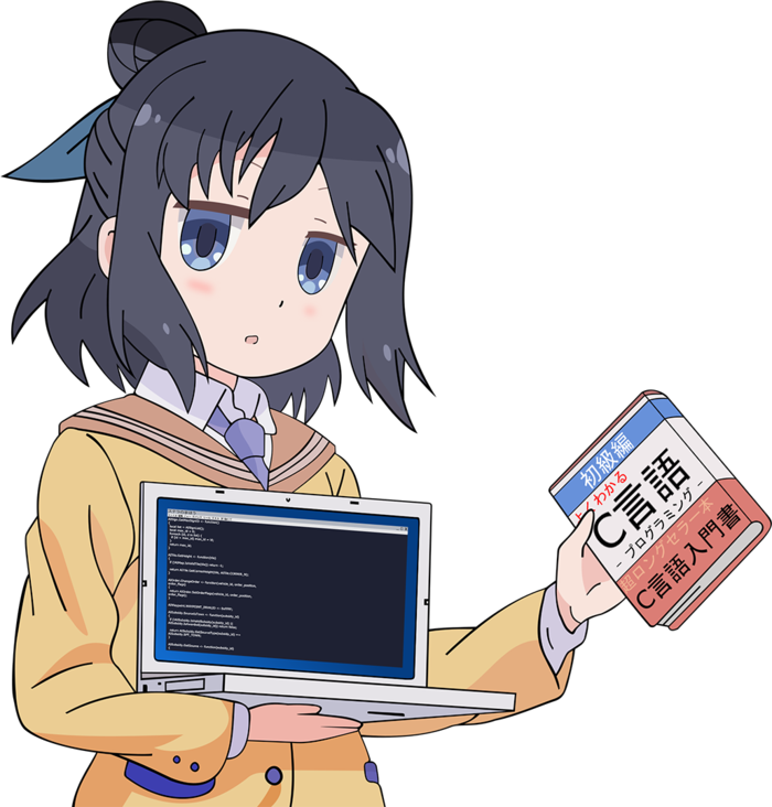 计算机黄色女孩线条画素材简笔