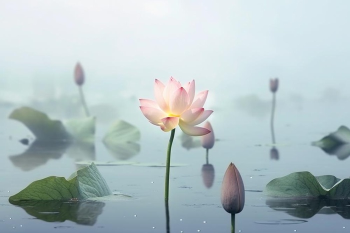 简约雾面荷花池塘背景
