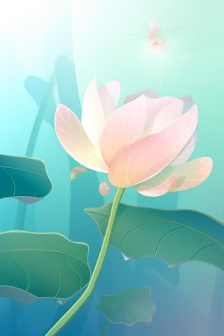 创新可爱粉色荷叶昆虫线条背景