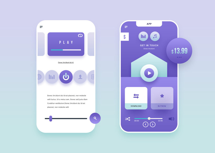 UI多页面包装展示手机APP交互界面样机长图概念PSD设计模板
