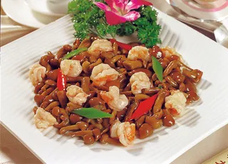  滑菇炒虾仁