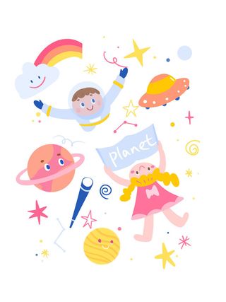 宇宙太空儿童贴纸PSD素材