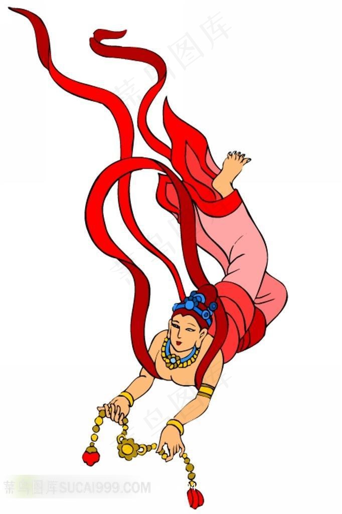 传统飞天插画素材