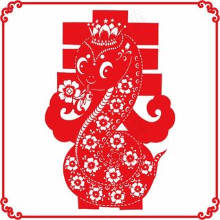 蛇年春节剪纸 剪纸风元素