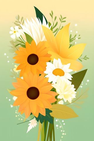 黄色渐变清新鲜花背景