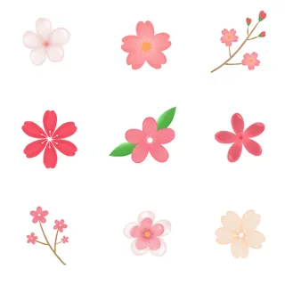 唯美清新粉色春季花卉花朵元素插画