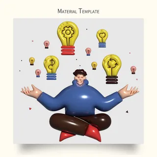 3D立体头脑风暴创意插画元素