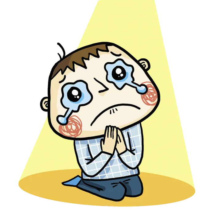卡通孩子哭泣