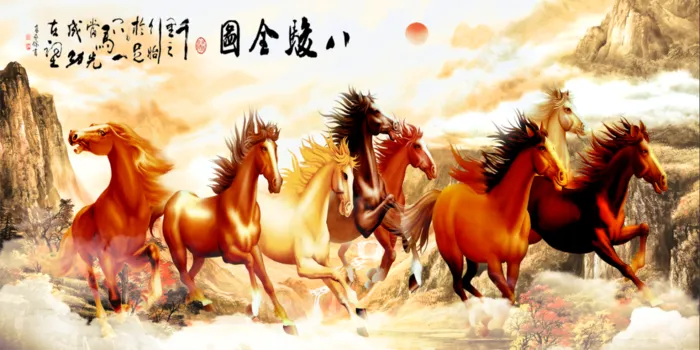 马到成功装饰画psd模版下载