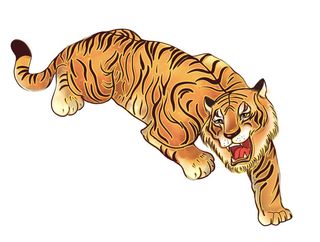 手绘国潮虎年卡通白虎老虎形象插画装饰元素PSD设计素材png免抠图