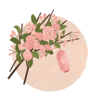 春天浪漫粉红色樱花手绘樱花梅花桃花花朵图片PNG免扣素材