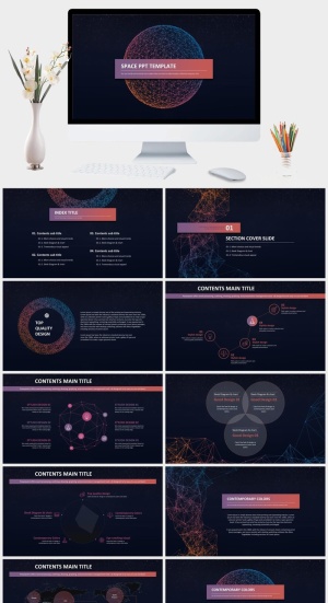 炫酷科技感宇宙星球PPT模板预览图