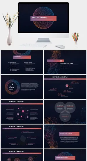 炫酷科技感宇宙星球PPT模板预览图