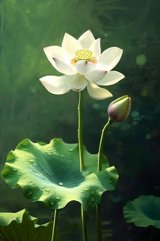 绿色简约荷花摄影背景图