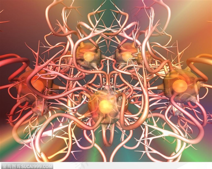 医学基因数码图-丝状的神经细胞