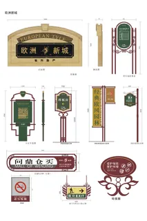 全套小区标识欧式标牌导视牌设计