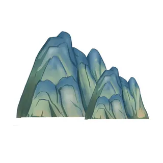 中国风国潮山水插画祥云中式手绘烫金线条元素png装饰背景PSD素材