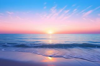 海边沙滩渐变浪漫落日背景