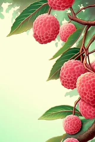 荔枝清新国风淡绿色背景