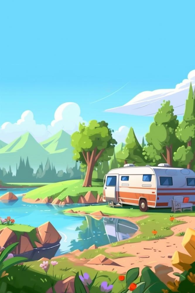 夏日阳光露营户外活动海报背景