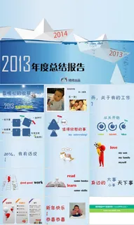 纸折船可爱卡通年度总结报告ppt模板