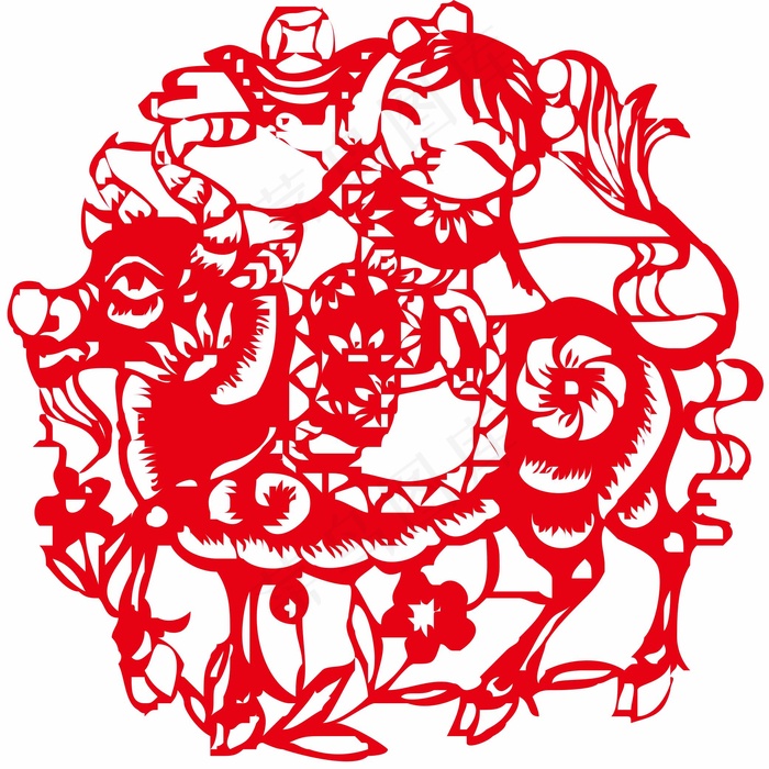 牛年剪纸 剪纸风元素