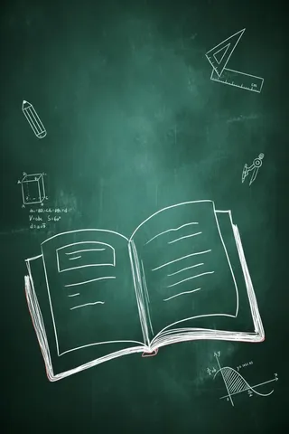 读书线条黑板绿色简约海报背景