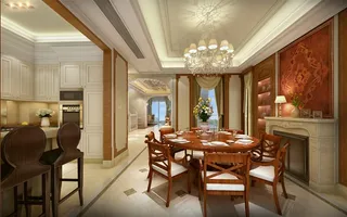 金色客厅中式餐桌居家背景