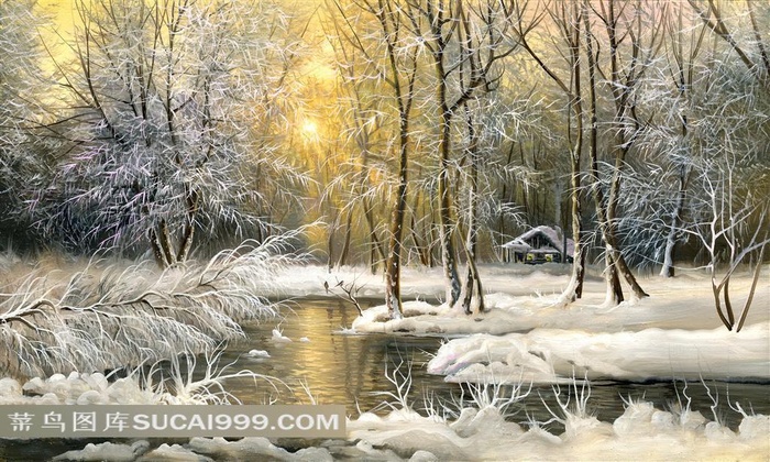 唯美森林雪景艺术图片