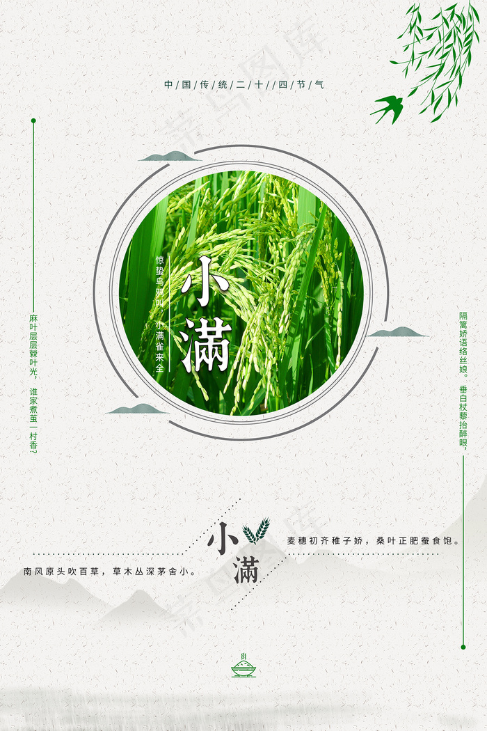 清新二十四节气小满节日海报psd模版下载