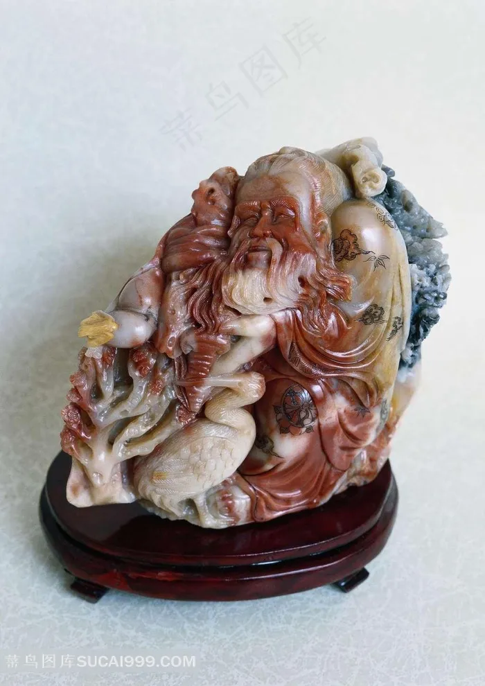 古董石雕寿星素材图片