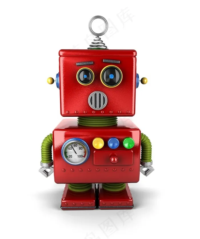 红色可爱的小机器人高清摄影图