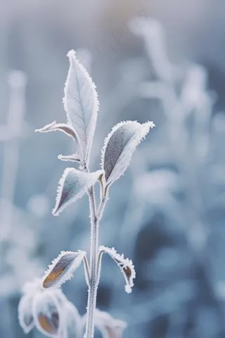 雪花枝叶白色背景