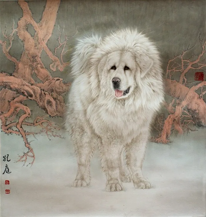 工笔獒犬艺术画