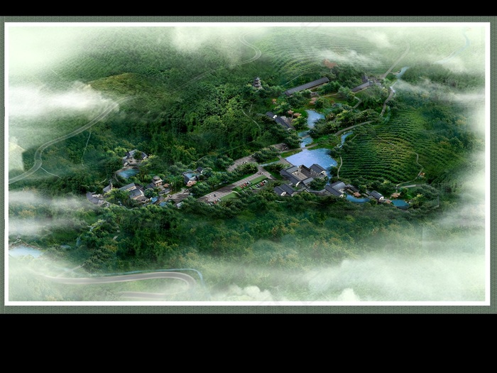 度假山庄风景鸟瞰图