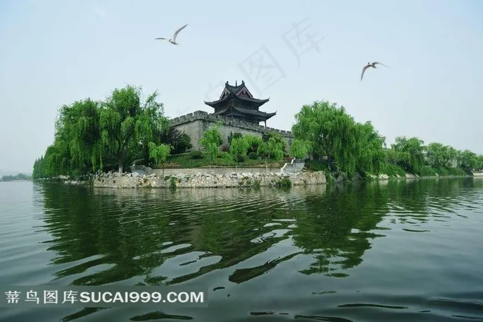 湖中岛屿美丽风光摄影图片