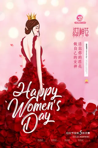 三八38妇女节女神女王节商场电商宣传促销节日海报模板PSD素材