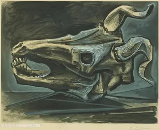 毕加索牛头骨架时尚装饰画