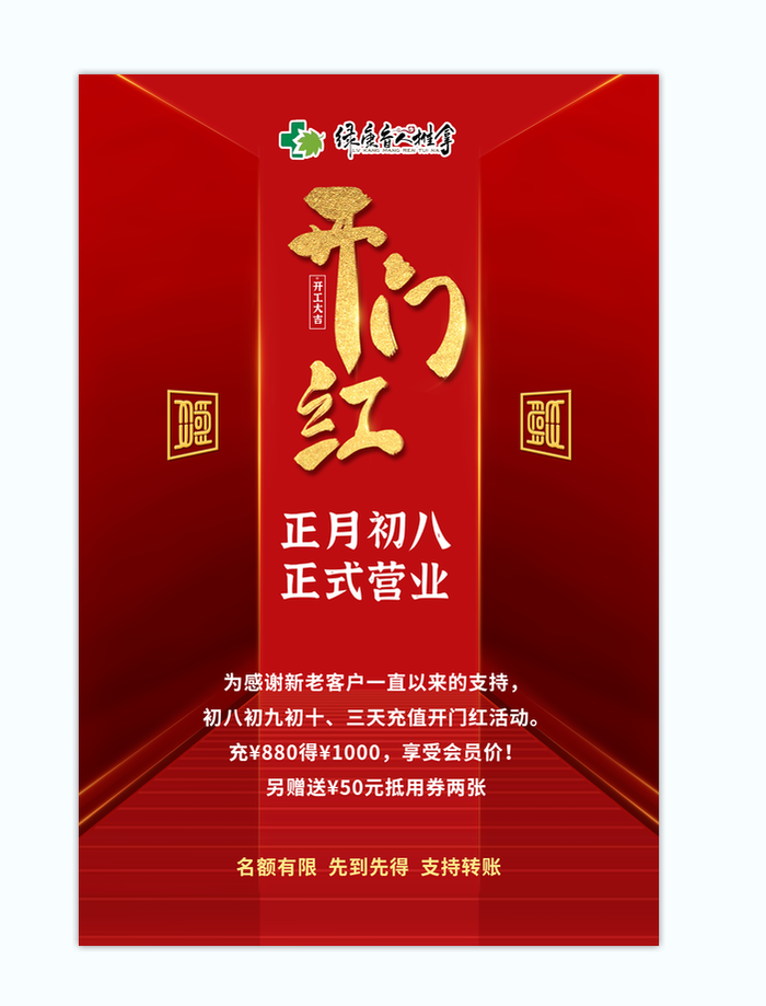 红色初八营业开门红海报psd模版下载
