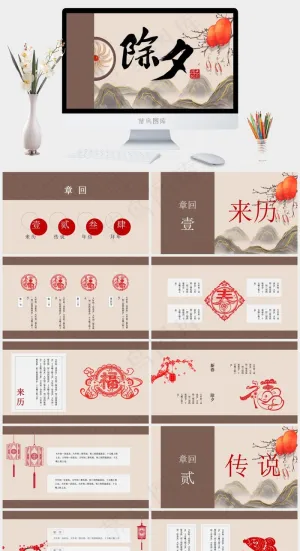 橘色橙色中国风营销PPT模板
