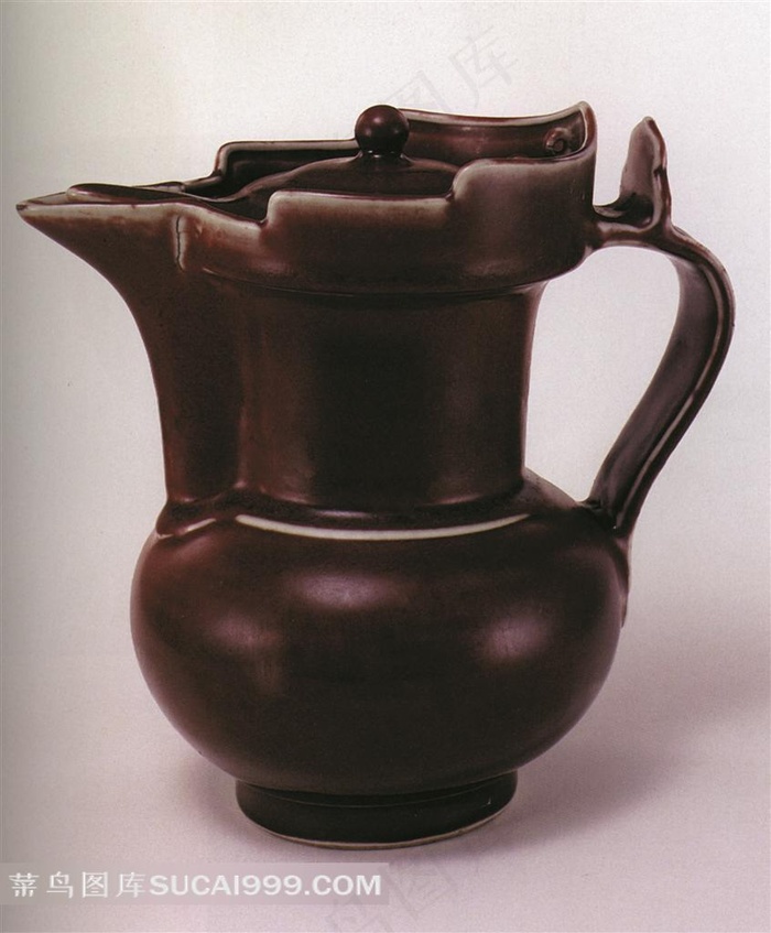 中国精美红瓷壶高清素材